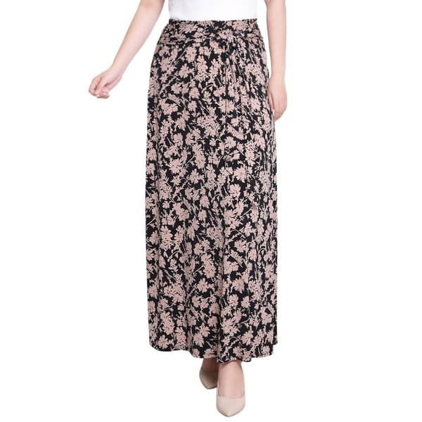 Womens NY Collection Pull On Front Twist Floral Maxi Skirt