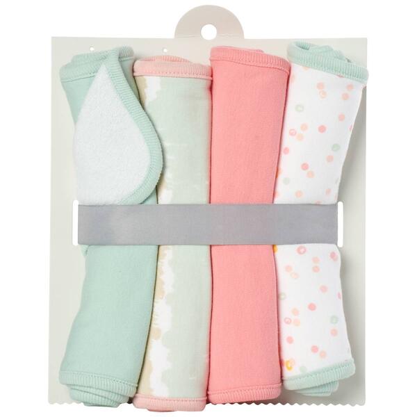 Baby Girl cloud island&#40;tm&#41; 4pk. Solid Tie Dye & Dot Burp Cloths - image 