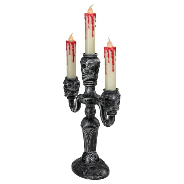 Northlight Seasonal 13.75in. Silver Skull Halloween Candelabra