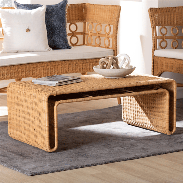 bali & pari Nevada Bohemian Light Honey Rattan Coffee Table