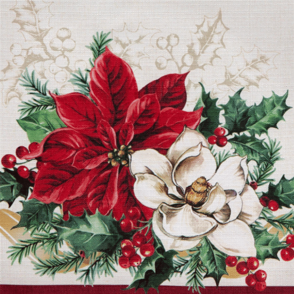 Threadmade Poinsettia Garlands Engineered Table Runner