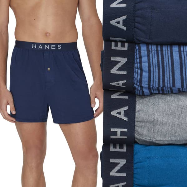 Mens Hanes Ultimate® Core 4pk. Boxers - Blue/Grey