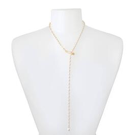Steve Madden Pearl Strand & Chain Safety Pin Y-Necklace