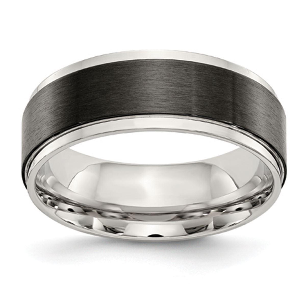 Mens Gentlemen’s Classics™ 8mm Stainless Steel Black IP...