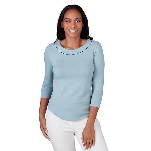 Petite Emaline St. Kitts Solid 3/4 Sleeve Top - image 