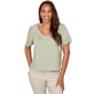 Petite Ruby Rd. Seas The Day Eyelet Poplin Sleeve Slub Knit Top - image 1
