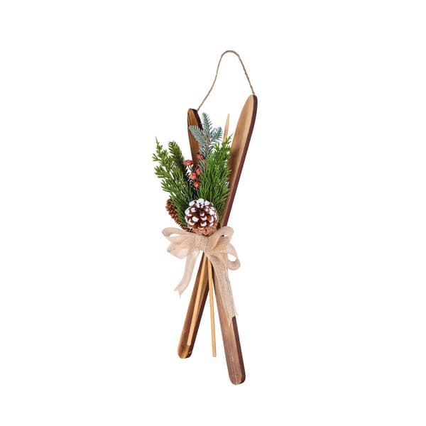 National Tree 17in. Holiday Skis Floral Wall Hanging Décor