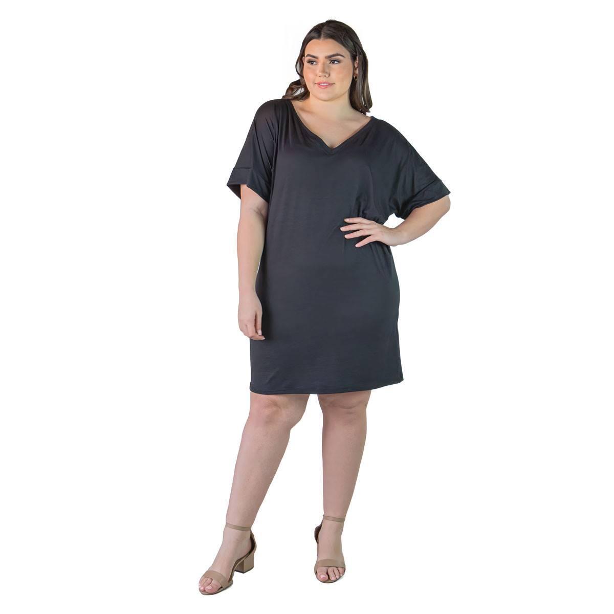 Plus Size 24/7 Comfort Apparel V-Neck Knee Length Dress