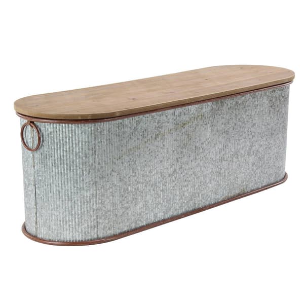 9th & Pike® Farmhouse Silver Entryway Storage Bench Set of 3