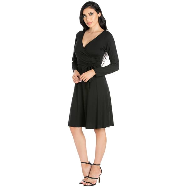 Womens 24/7 Comfort Apparel Long Sleeve Belted Dress