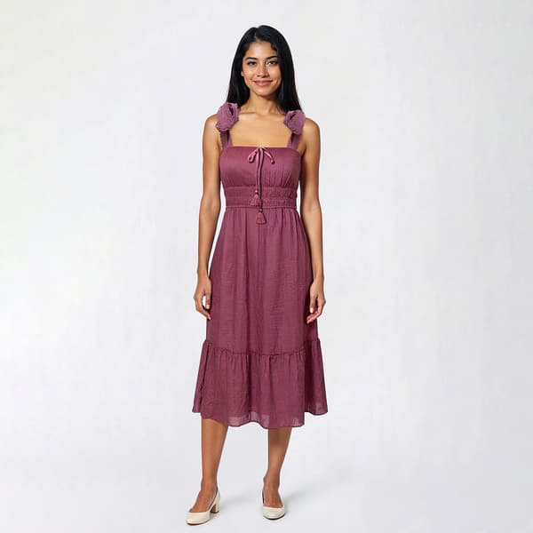 Juniors Trixxi Linen Tie Shoulder Midi Dress