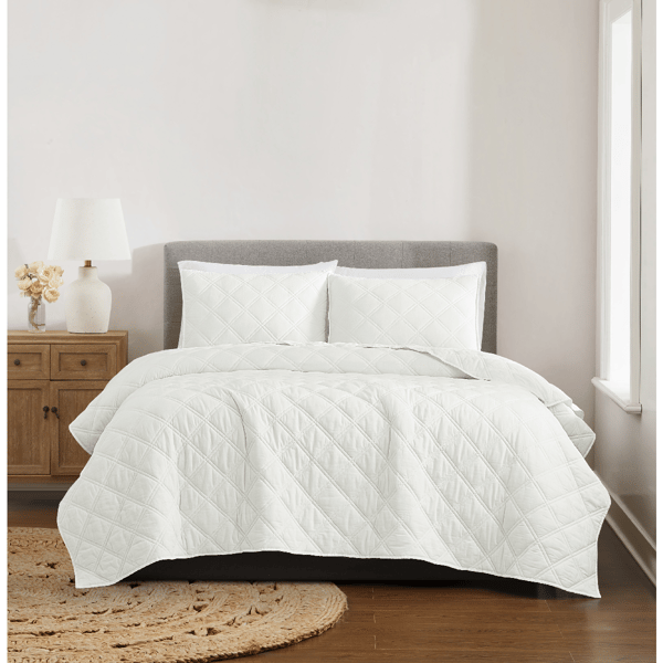 Brooklyn Loom Diamond Washed Cotton 3pc. Quilt Set - image 