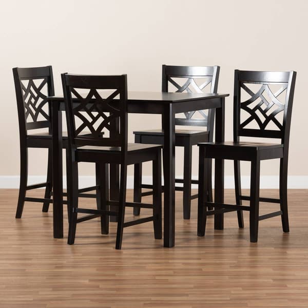 Baxton Studio Nicolette Dark Brown Finished Wood 5pc. Pub Set