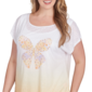 Plus Size Hearts of Palm Peachy Keen Butterfly Rhinestone Tee - image 5