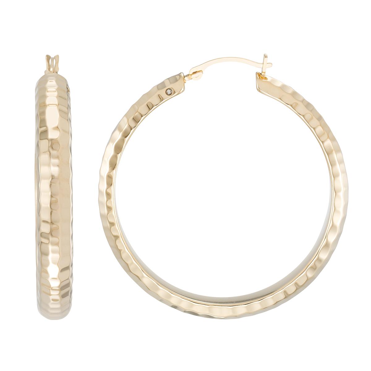 Evergold 14kt. Gold Over Resin 35mm Textured Hoop Earrings