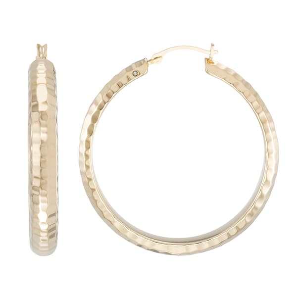 Evergold 14kt. Gold Over Resin 35mm Textured Hoop Earrings - image 