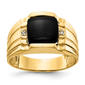 Mens Gentlemens Classics(tm) 14kt. Gold Onyx Diamond Textured Ring - image 1
