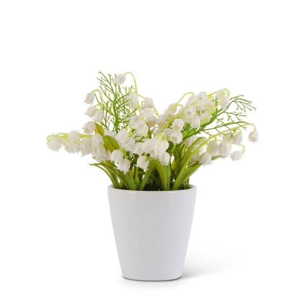 K&K Interiors 6.75in. Lily of The Valley in White Ceramic - image 