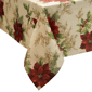 Threadmade Festive Poinsettia Holiday Fabric Tablecloth - image 1