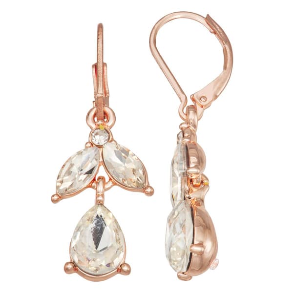 You''re Invited Rose Gold-Tone Crystal Double Drop Earrings - image 