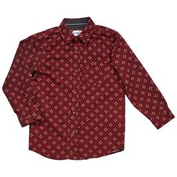 Boys (4-7) Distortion Long Sleeve Button Down Shirt - Burgundy