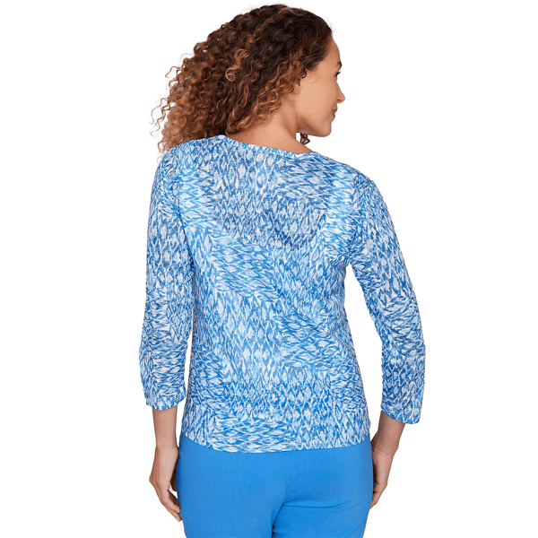 Womens Hearts of Palm Embraceable Blue Knot Front V Neck Blouse