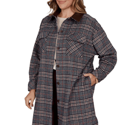 Plus Size Ruby Rd. English Countryside Collared Plaid Coatigan