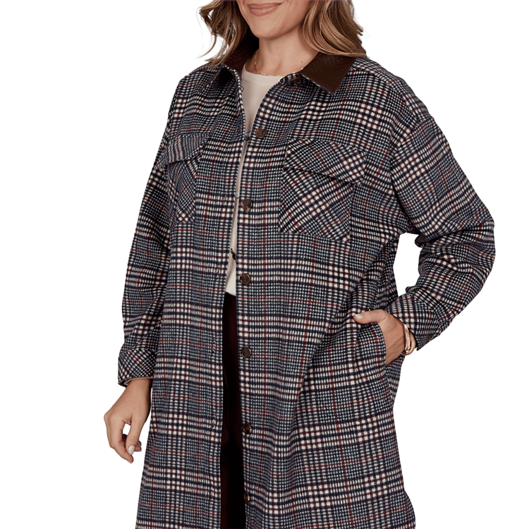 Plus Size Ruby Rd. English Countryside Collared Plaid Coatigan