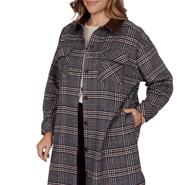 Plus Size Ruby Rd. English Countryside Collared Plaid Coatigan