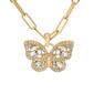 Marsala Gold Plated Clear Crystal Butterfly Necklace - image 1