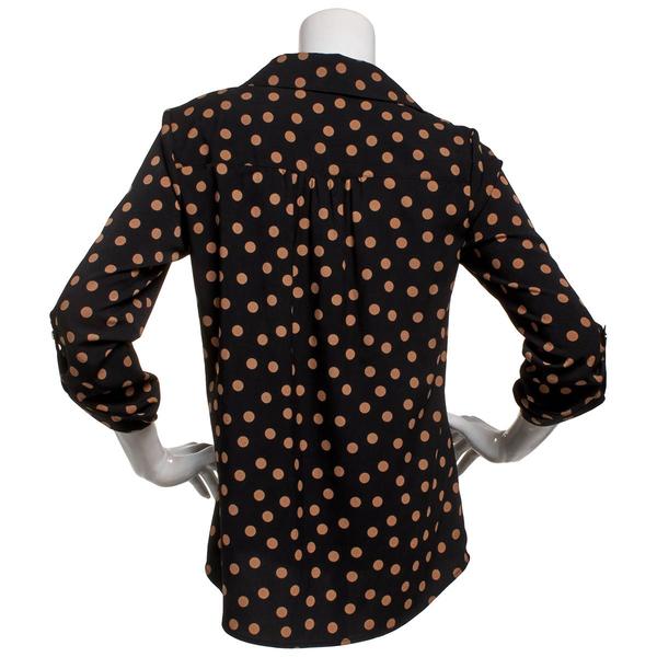 Womens AK Anne Klein 3/4 Sleeve Dot Split Neck Blouse
