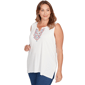 Plus Size Ruby Rd. Indigo Go Floral Embroidery Sleeveless Blouse - image 3