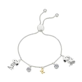 Shine Snoopy and Woodstock Cubic Zirconia Bolo Bracelet