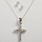 Kids Sterling Silver Cubic Zirconia Cross Necklace Set - image 1