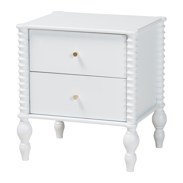 Baxton Studio Callison Spindle 2-Drawer Nightstand - image 