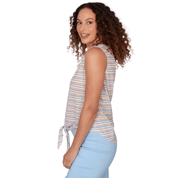 Petite Hearts of Palm Cool & Collected Sleeveless Stripe Blouse