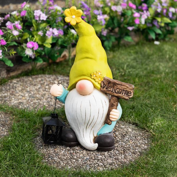 Northlight Seasonal Welcome Gnome w/ Lantern Garden Stake - image 