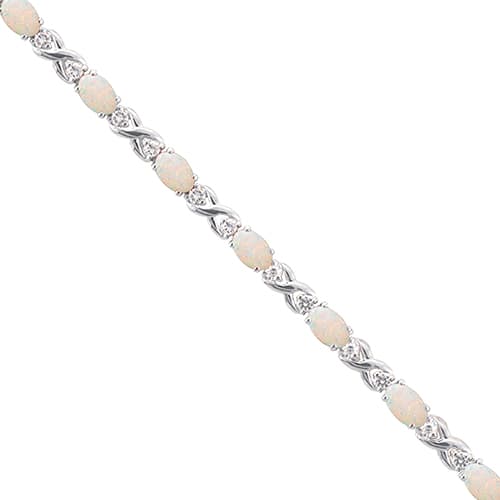 Gianni Argento Silver Plated XO Lab Opal & CZ Bracelet