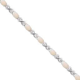 Gianni Argento Silver Plated XO Lab Opal & CZ Bracelet