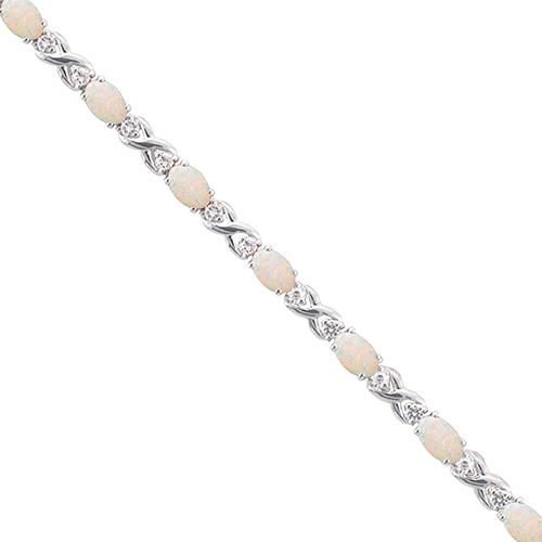 Gianni Argento Silver Plated XO Lab Opal & CZ Bracelet