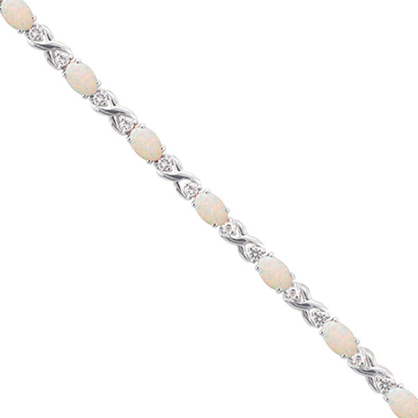 Gianni Argento Silver Plated XO Lab Opal & CZ Bracelet - image 