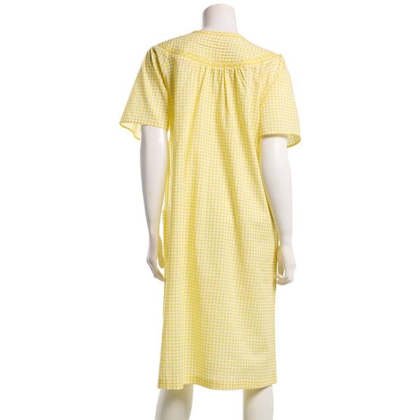 Womens Moon to Noon Short Sleeve Gingham Trapunto Snap Duster