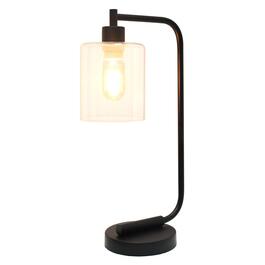 Lalia Home Studio Loft Modern Matte Iron Desk Lamp w/Glass Shade