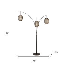 HomeRoots 82in. Bronze Three Light Tree Floor Lamp