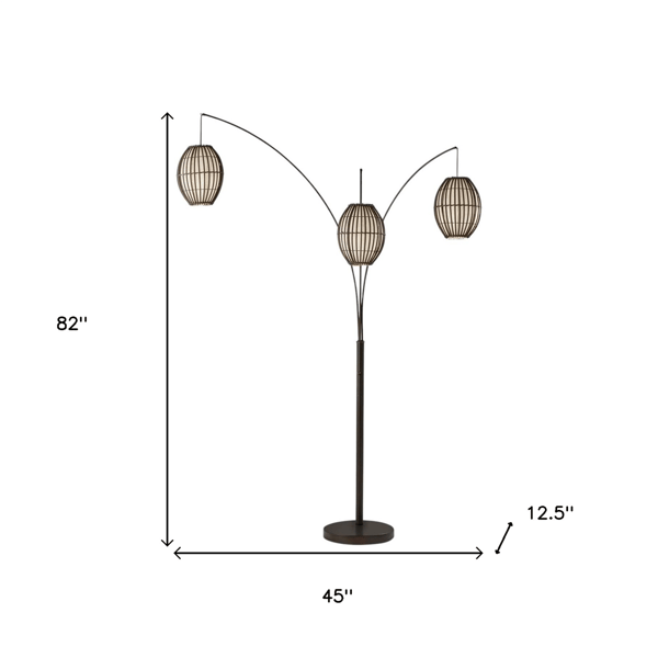 HomeRoots 82in. Bronze Three Light Tree Floor Lamp