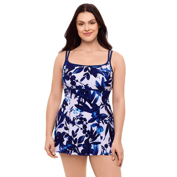 Womens Leilani Midnight Floral Princess Seam Swimdress