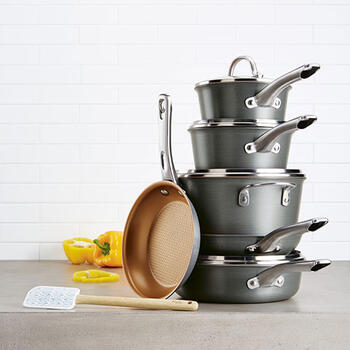 Ayesha Curry Home Collection Hard Anodized Aluminum Cookware Set 9-Piece