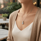 Saffron 1ctw. Arch Turquoise Moissanite Diamond Pendant Necklace - image 5