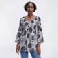 Plus Size Floral & Ivy 3/4 Sleeve V-Neck Sunflower Pleater Blouse - image 1