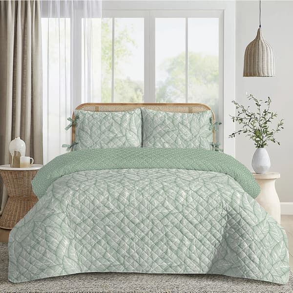 Sabrina Soto Tonal Leaf 3pc. Quilt Set - image 